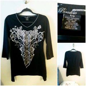 Paradisio Women MidLength Mandal Print Tunic Shirt